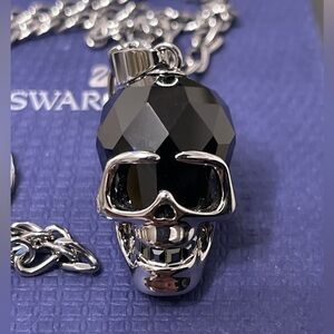 Swarovski Jetham Motorcycle Skull Pendant Necklace